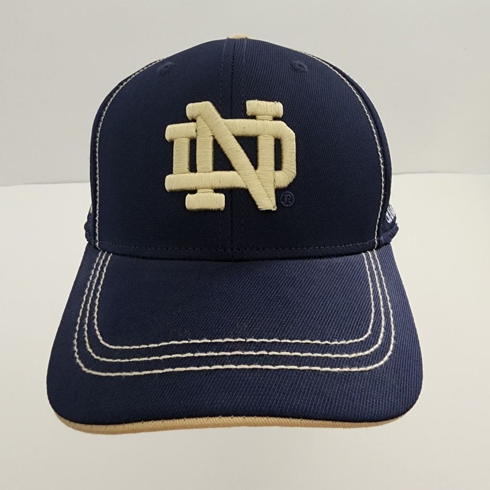 Adidas Official University of Notre Dame blue gold Climalite baseball hat L/XL